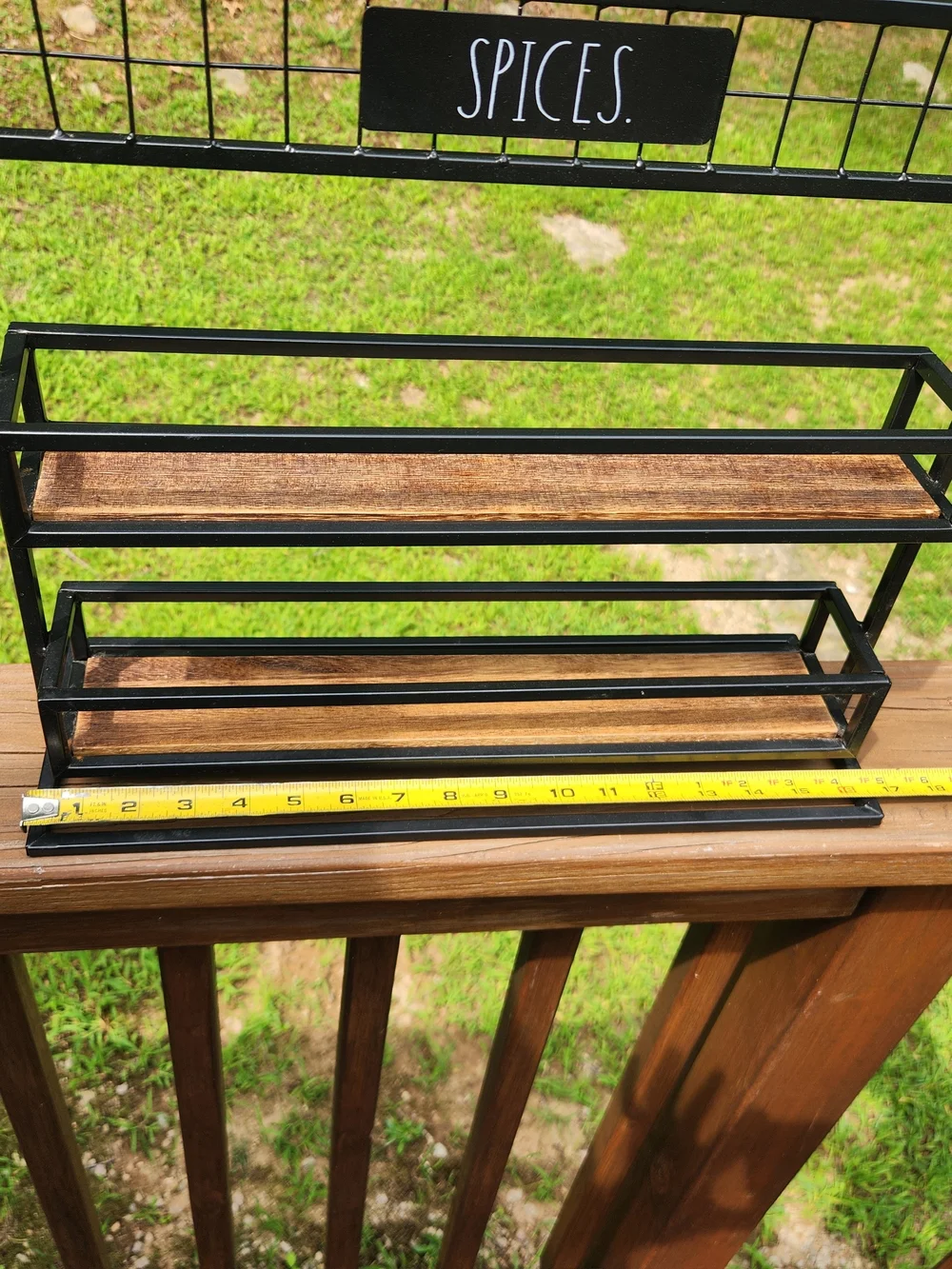 Rae Dunn Wood And Metal 'SPICES' Rustic Spice Rack